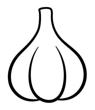 Siyah çizgilerde sarımsak izole edilmiş. Beyaz arkaplan, vektör.