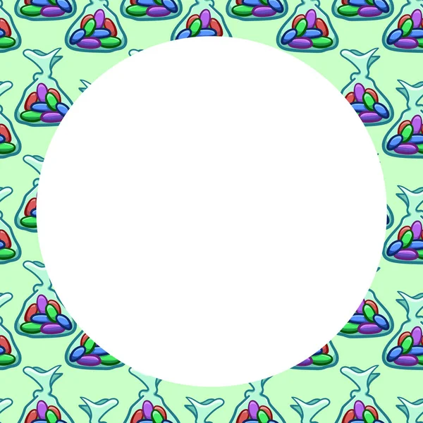 Білий Круглий Копіювальний Простір Візерунку Цукерками Желе Прозорій Обгортці Зеленому — стоковий вектор