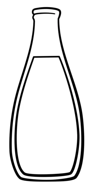 Glazen Fles Melk Zwarte Lijnen Geïsoleerde Illustratie Witte Achtergrond Vector — Stockvector