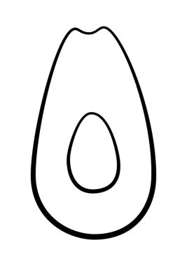 Siyah çizgilerle avokado izole bir illüstrasyon. Beyaz arkaplan, vektör.