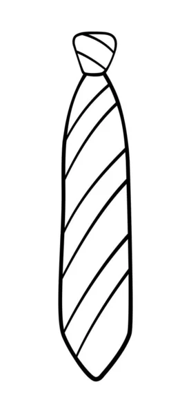 Проста Вузлова Краватка Візерунком Смуг Контурному Стилі Ізольована Ілюстрація Білий — стоковий вектор