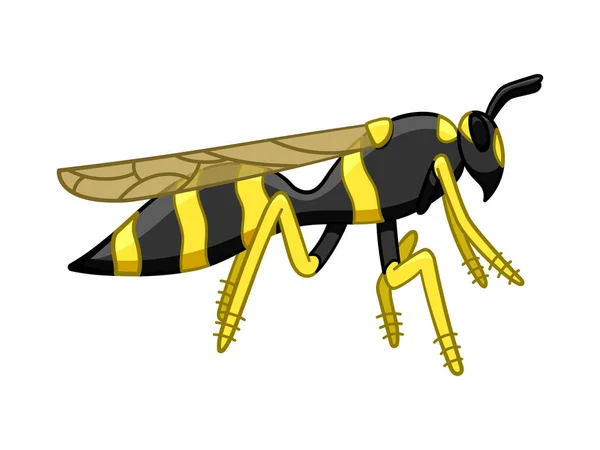 Cartoon Style Profile View Wasp Isolated Illustration White Background Vector — Stock Vector
