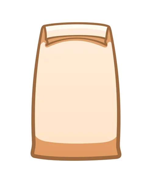 Beige Papper Lunchpåse Isolerad Illustration Vit Bakgrund Vektor — Stock vektor