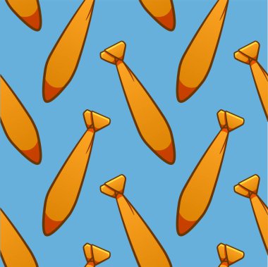 Turuncu kravatlar pürüzsüz desen. Tebrik kartı, ambalaj kağıdı ve tekstil için dekorasyon. Mavi arkaplan, vektör.