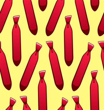 Kırmızı kravatlar pürüzsüz. Tebrik kartı, ambalaj kağıdı ve tekstil için dekorasyon. Sarı arkaplan, vektör.