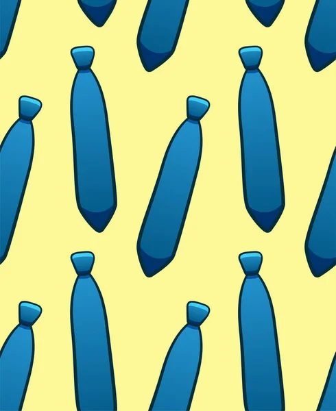 蓝色领带无缝图案 包装纸和纺织品的装饰 黄色背景 — 图库矢量图片