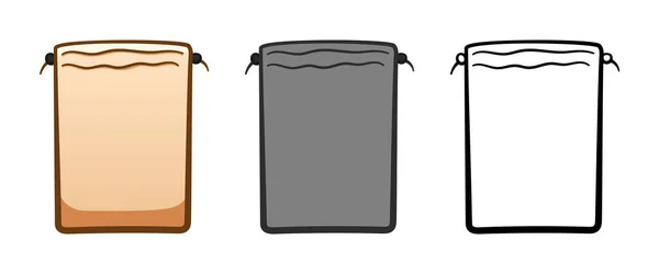 Cartoon Eenvoudige Outline Stijl Textiel Eco Zakken Set Geïsoleerde Illustratie — Stockvector