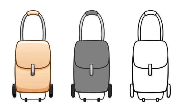 Cartoon Einfache Und Umrissene Rolltaschen Setzen Isolierte Illustrationen Taschen Für — Stockvektor