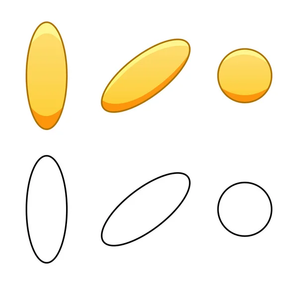 椭圆形和圆形鱼油丸漫画和轮廓风格孤立的插图 白色背景 — 图库矢量图片