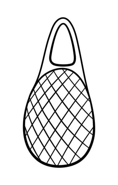 Περίγραμμα Στυλ Υφασμάτινο Πλέγμα Ecobag Μεμονωμένη Εικόνα Λευκό Φόντο Διάνυσμα — Διανυσματικό Αρχείο