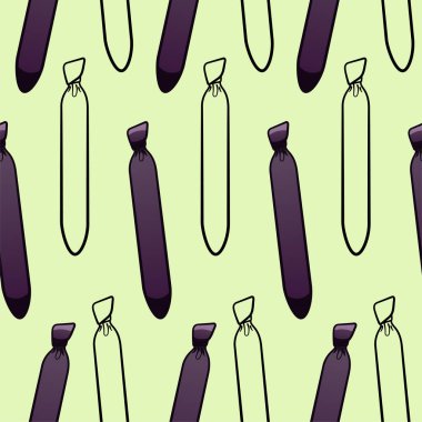 Mor ve siyah dış hatlı kravatlar, pürüzsüz desen. Tebrik kartı, ambalaj kağıdı ve tekstil için dekorasyon. Yeşil arkaplan, vektör.