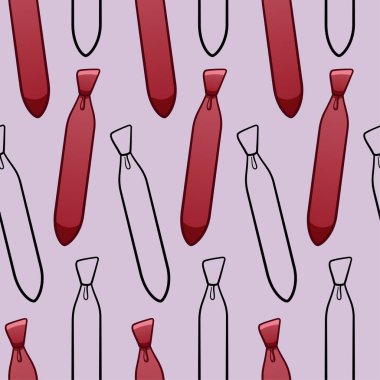 Kırmızı ve siyah çizgili kravatlar pürüzsüz desenli. Tebrik kartı, ambalaj kağıdı ve tekstil için dekorasyon. Mor arkaplan, vektör.