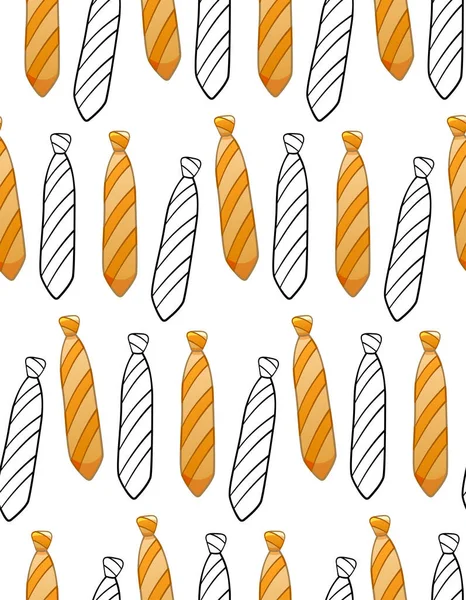 Cravatte Stile Piatto Arancione Nero Con Motivo Strisce Stampate Senza — Vettoriale Stock