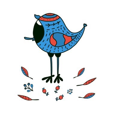 Açık arkaplanda renkli tüyleri olan sevimli kuş vektörü