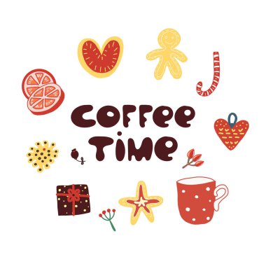 El çizimi kahve posteri illüstrasyonu - vektör. beyaz arkaplanda izole.