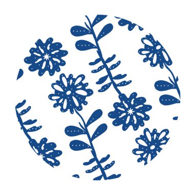 flower circle drawn by hand, vector illustration in Doodle style