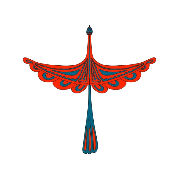 Feuervogel roter Vogel im russischen Stil, Vektor isoliert auf weißem Hintergrund. Vektor-Illustration in einem handgezeichneten Stil — Stockvektor