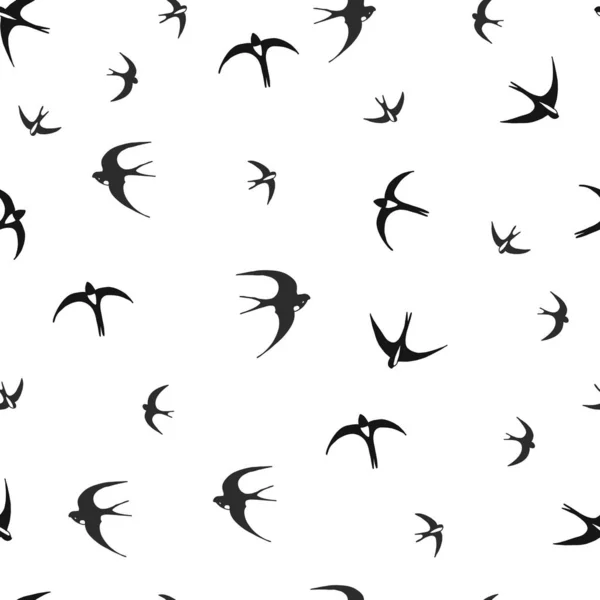 Flying swallows on a white background. seamless pattern. vector illustration — Stock Vector