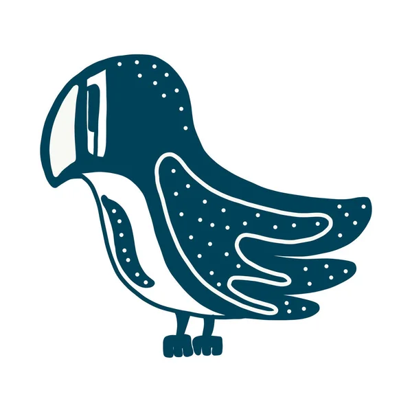 Skandinaviska blå dekoration. Vektor Fågel. illustration handritad stil. lämplig för logotyper eller tryck på kläder och vykort — Stock vektor