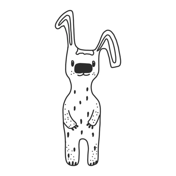 Mignon vecteur lapin isolé. style dessiné à la main. parfait pour colorier ou appliquer sur un t-shirt — Image vectorielle