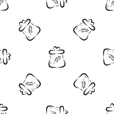 Mutfakta mısır gevreği depolamak için kavanozla kusursuz desenler çizilmiş. el çizimi biçiminde siyah ve beyaz vektör çizimi. Paket kağıdı, masa örtüsü, arkaplan için mükemmel 