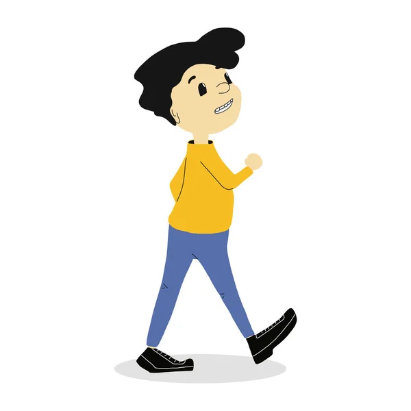 Ein Mann treibt Sport beim Gehen. Zeichentrickfigur. Vektorillustration. flat style.use auf Bannern, Webseiten, Buchillustrationen und T-Shirt-Designs. — Stockvektor