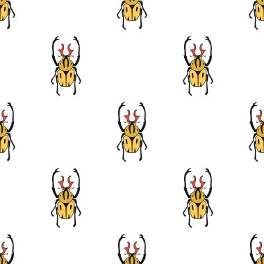 Elle çizilen böceğin pürüzsüz vektör deseni. Düz tasarım. Beyaz arka planda izole edilmiş bir böcek. Çocuk kitapları, kartpostallar, kumaşlar, eğitim siteleri veya uygulamalar için uygundur.