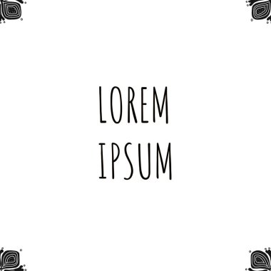Soyut İskandinav tarzında çiçekli minimalist çerçeve. Beyaz arka planda geleneksel halk süslerine dayanan desenler. Tek renkli vektör çizimi. Kartpostallar için, iç tasarım.
