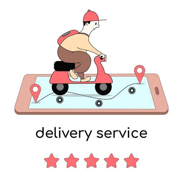 Servicio Entrega Tipo Scooter Hace Una Entrega Punto Punto Rápida — Vector de stock