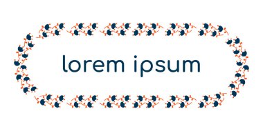 Çiçeklerle dekoratif çerçeve, daire şeklinde İskandinav tasarımı, çiçek aranjmanı. İsveç ve Norveç geleneksel tarzından esinlenerek geçmişe dönüş. davet için çerçeve