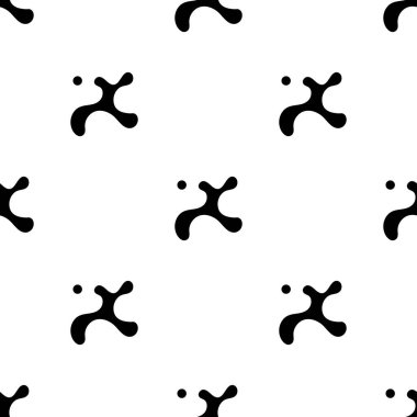 Siyah ve beyaz moda baskıları stilize X işareti ve lekelerle yapılmış. Beyaz arkaplanda tek renkli haç olan kusursuz geometrik desen. El çizimi biçiminde vektör illüstrasyonu.