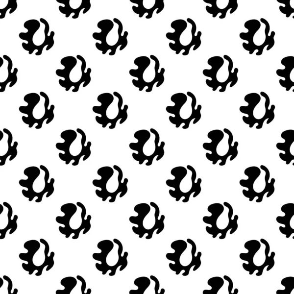 シームレスな抽象的なBlobパターン モノクロのファッションプリント モノクロームの幾何学模様 ベクトルイラスト 家具の内装 ファブリック 壁紙のための — ストックベクタ