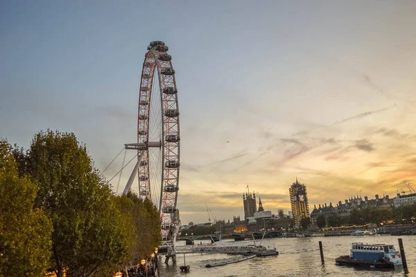 Vista Del London Eye Tramonto — Foto Stock