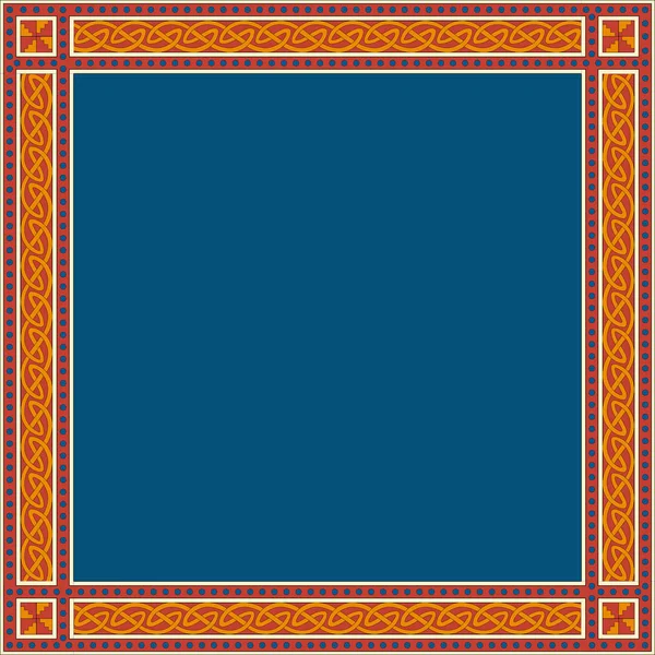 Кельтский традиционный орнамент. Квадратная рамка с геометрическим орнаментом . — стоковый вектор