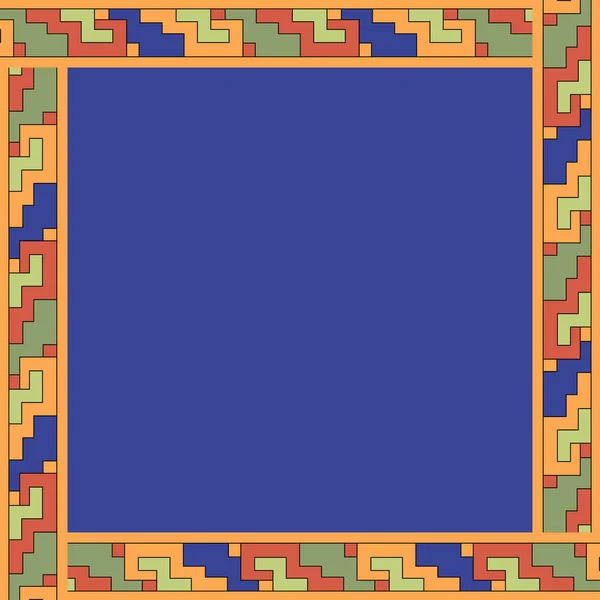Mexikanische traditionelle Ornamente. quadratischer Rahmen mit geometrischem Ornament. — Stockvektor
