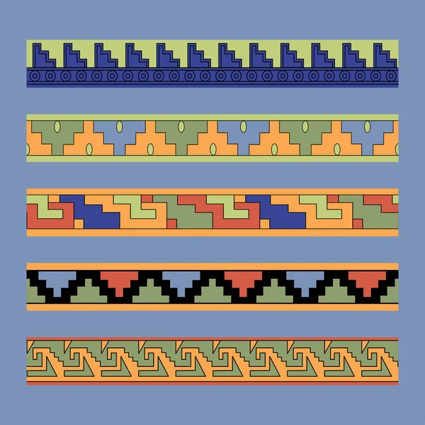 Ornement traditionnel mexicain. Frontières avec ornement géométrique . — Image vectorielle