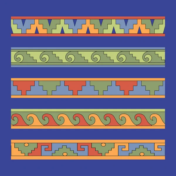 Ornement traditionnel mexicain. Frontières avec ornement géométrique . — Image vectorielle