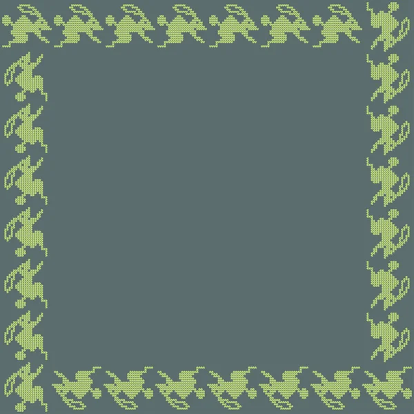 Ornement traditionnel norvégien. Cadre carré avec ornement zoomorphe. Modèle de tricot . — Image vectorielle