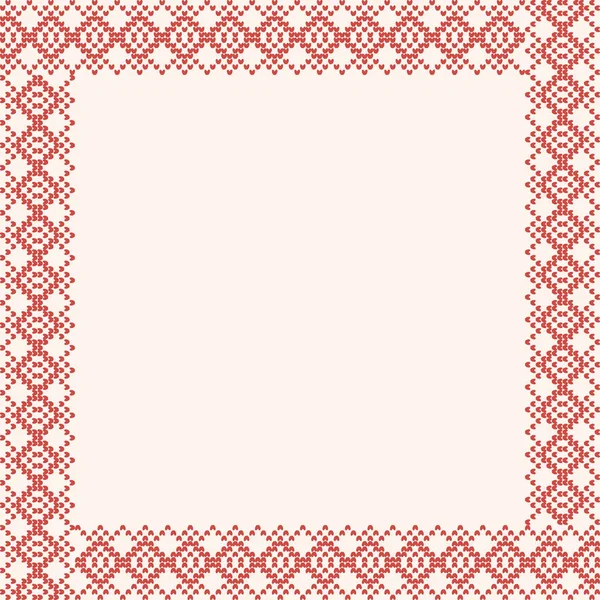 Adorno tradicional noruego. Marco cuadrado con adorno geométrico. Patrón de punto . — Archivo Imágenes Vectoriales