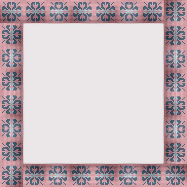 Ornement traditionnel norvégien. Cadre carré avec ornement floral. Modèle de tricot . — Image vectorielle