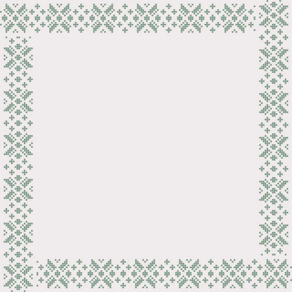 Ornement traditionnel norvégien. Cadre carré avec ornement floral. Modèle de tricot . — Image vectorielle