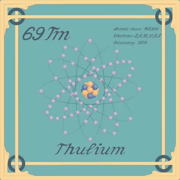Elemento Tabela Periódica Thulium Ícone Colorido Vetor — Vetor de Stock