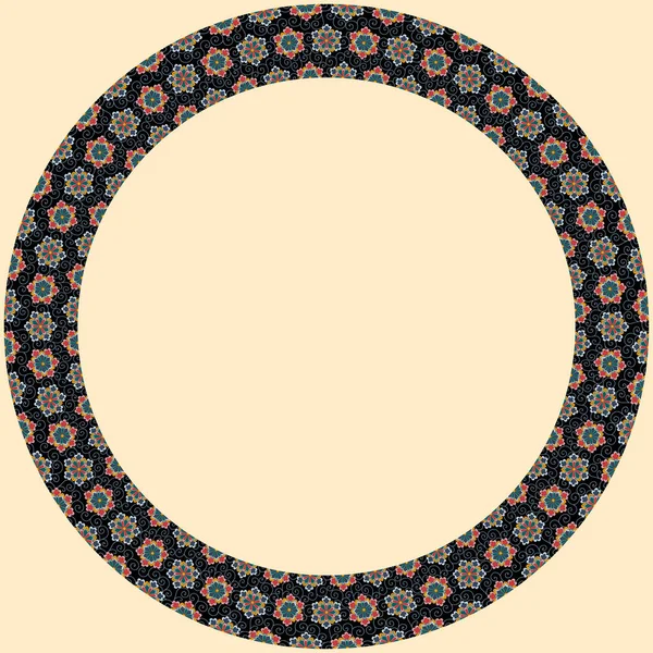 Ornement Traditionnel Japonais Cadre Rond Avec Ornement Floral Traditions Anciennes — Image vectorielle