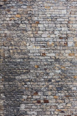 Endüstriyel arka plan, içi boş tuğla duvarlı grunge şehir sokağı