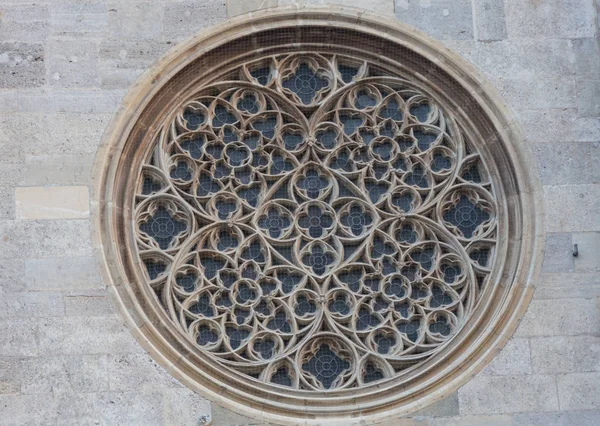 Closeup of a Rose Window Church. Royalty Free Stock Photos