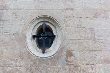 Closeup of a Rose Window Church.