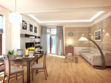 modern tasarım iç oturma odası. 3D render