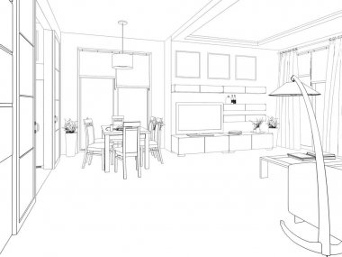 modern tasarım iç oturma odası. 3D render