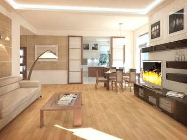 modern tasarım iç oturma odası. 3D render