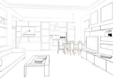 modern tasarım iç oturma odası. 3D render